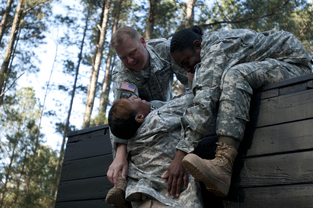 After a productive week of mandatory training, the 81st Regional Support Command ended their annual training by participating in a teamwork development course at Fort Jackson, S.C., April 24, 2015.