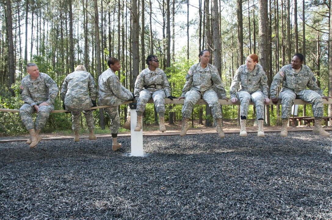 After a productive week of mandatory training, the 81st Regional Support Command ended their annual training by participating in a teamwork development course at Fort Jackson, S.C., April 24, 2015.