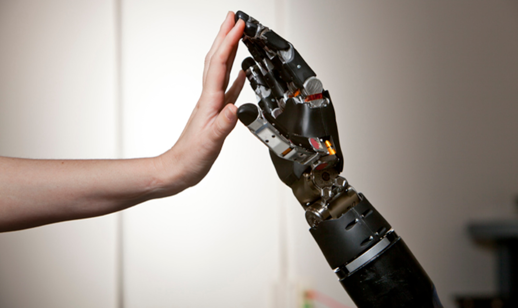 Future generations of prosthetics could include sensors that send signals back to the brain so amputees can feel with their artificial fingers. Photo courtesy Defense Advanced Research Projects Agency/Johns Hopkins University Applied Physics Laboratory (DARPA/JHUAPL).