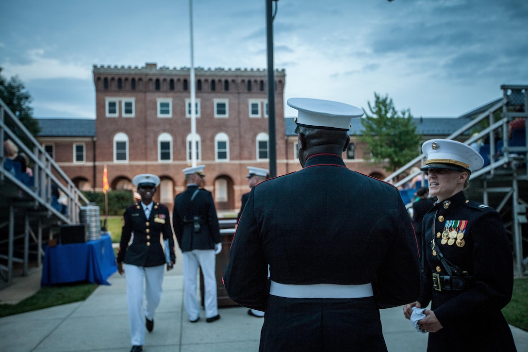 The Sergeant Major of the Marine Corps, Ronald L. Green, attends an Evening Parade at Marine Barracks Washington, D.C., July 10, 2015. (U.S. Marine Corps photo by Sgt. Melissa Marnell/Released)