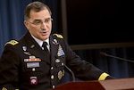 WASHINGTON - Army Gen. Curtis M. Scaparrotti, commander of U.S. Forces Korea, briefs reporters at the Pentagon, Oct. 24, 2014. Scaparrotti answered questions about military relations with South Korea and other topics. (DoD photo by Glenn Fawcett) 