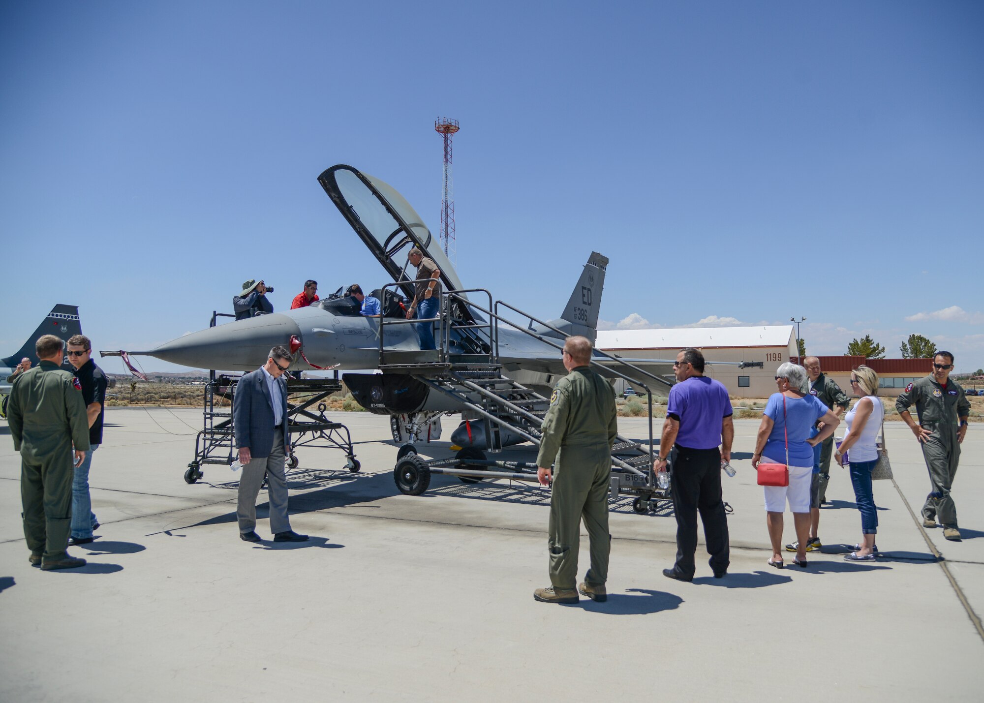The 2015 honorary commanders were welcomed back to Edwards July 10 for a look at the flight test mission. The primary objective of the Edwards Honorary Commanders Program is to provide Edwards commanders with the capability to develop, promote and maintain a continuous working partnership with the surrounding communities. It helps to familiarize community leaders with Edwards' operations by pairing them with unit commanders and directors at both social and official functions. (U.S. Air Force photo by Rebecca Amber)
