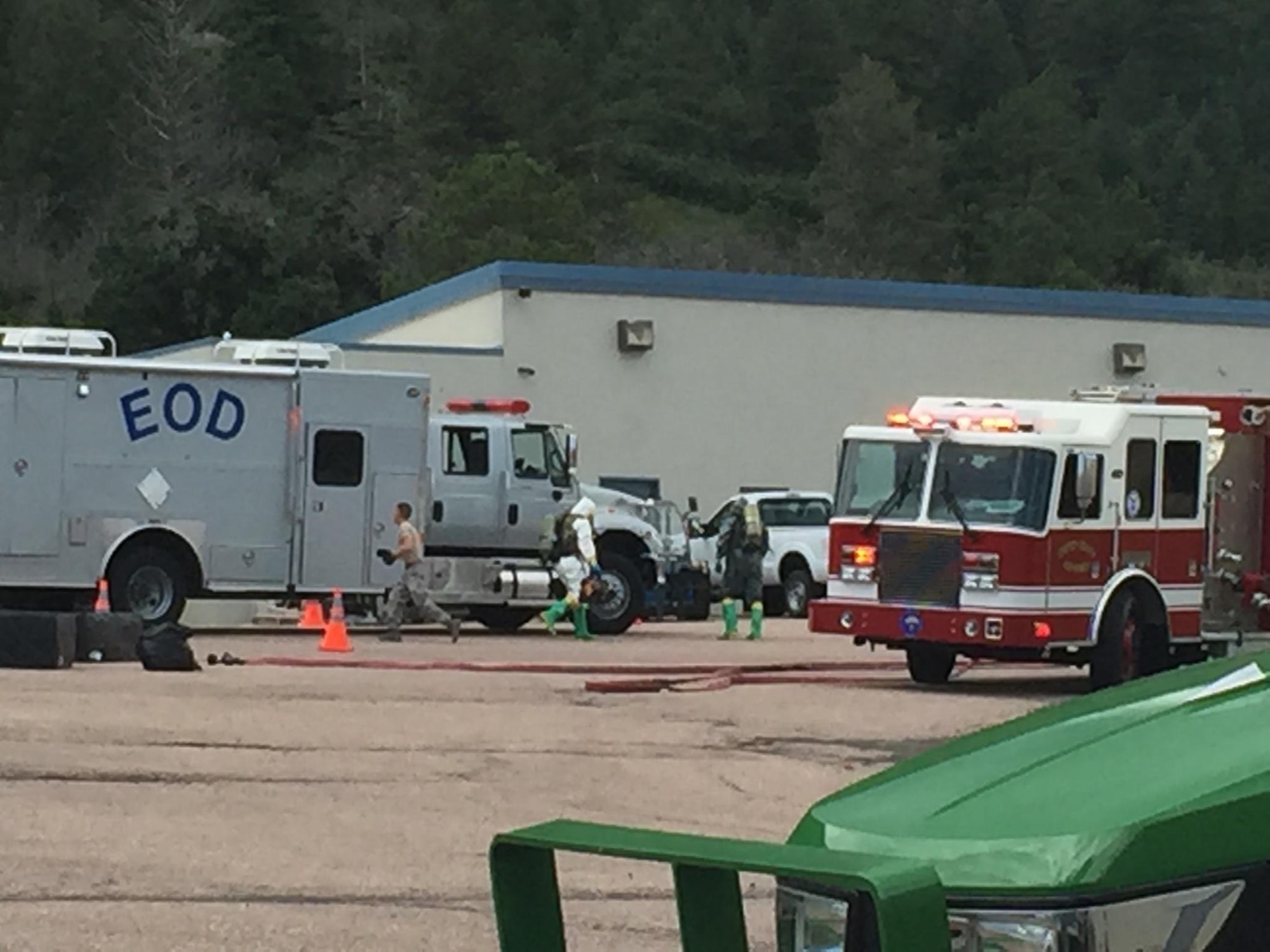 CHEYENNE MOUNTAIN AFS, Colo. -- After investigating a suspicious package at Cheyenne Mountain Air Force Station July 16, 2015, emergency responders determined the package was not a threat. (U.S. Air Force photo)