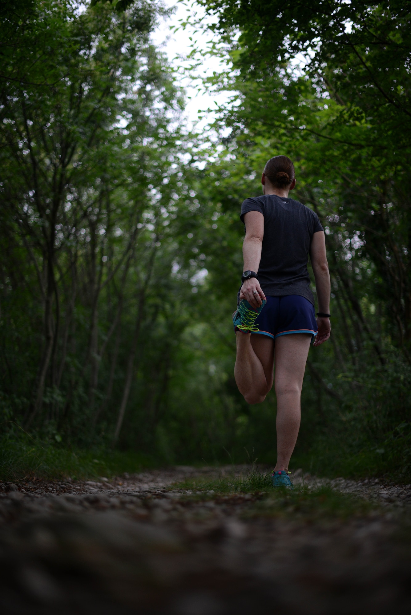 U.S. Air Force Senior Airman Tasha Cobb, 31st Force Support Squadron outbound assignments counselor, runs on a trail, July 8, 2015, in Aviano, Italy.  Cobb participates in local runs with the Aviano Roadrunners team.  Runs are held on the weekends and are open to all Team Aviano members. (U.S. Air Force photo by Staff Sgt. Evelyn Chavez/Released)