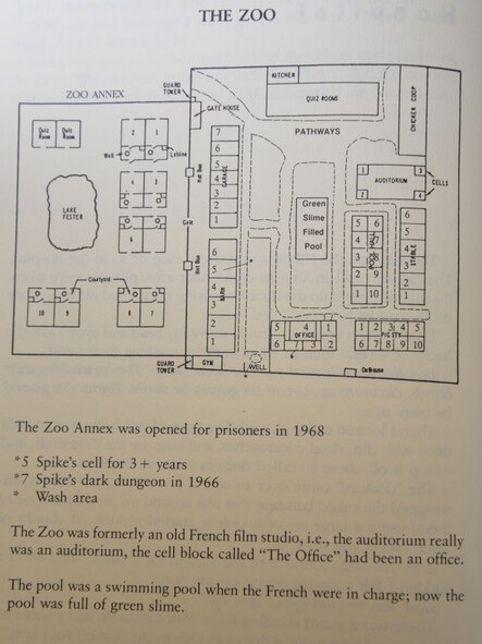 A diagram of “The Zoo” shows the layout of the prison camp where then-2nd Lt. Spike Nasmyth, Vietnam veteran and prisoner of war, was held captive in 1966 during the Vietnam War. Spike was a prisoner for more than six years. (Courtesy photo from “2355 Days: a POW’s story” by Spike Nasmyth/Released)