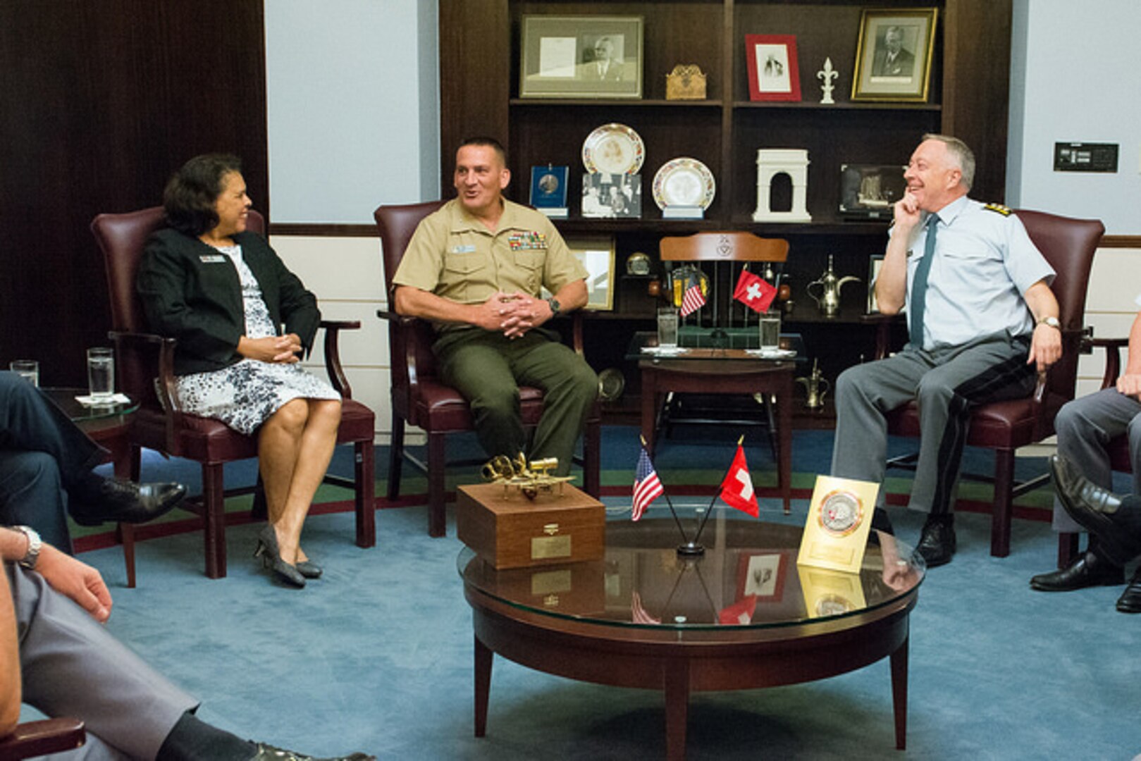Lieutenant General Andre Blattmann, Chief of the Swiss Armed Forces, meets with NDU President Major General Frederick Padilla and NDU Senior Vice President Ambassador Wanda Nesbitt