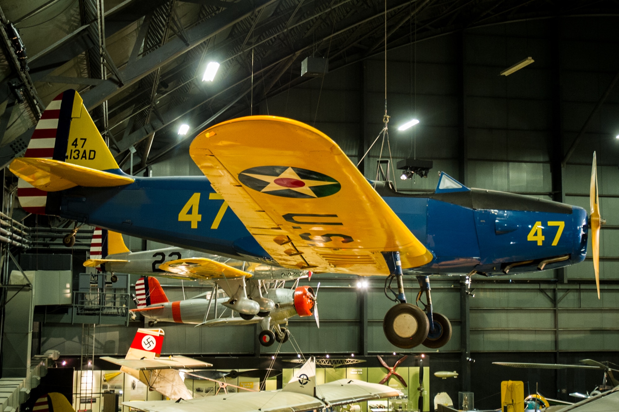 DAYTON, Ohio -- Fairchild PT-19A Cornell in the Early Years Gallery at the National Museum of the United States Air Force. (U.S. Air Force photo)