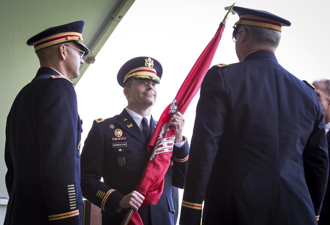 Col. Edward P. Chamberlayne became the 67th commander of the U.S. Army Corps of Engineers, Baltimore District, during a traditional military change of command ceremony Friday at Fort McHenry, Baltimore, Maryland, July 17, 2015.  