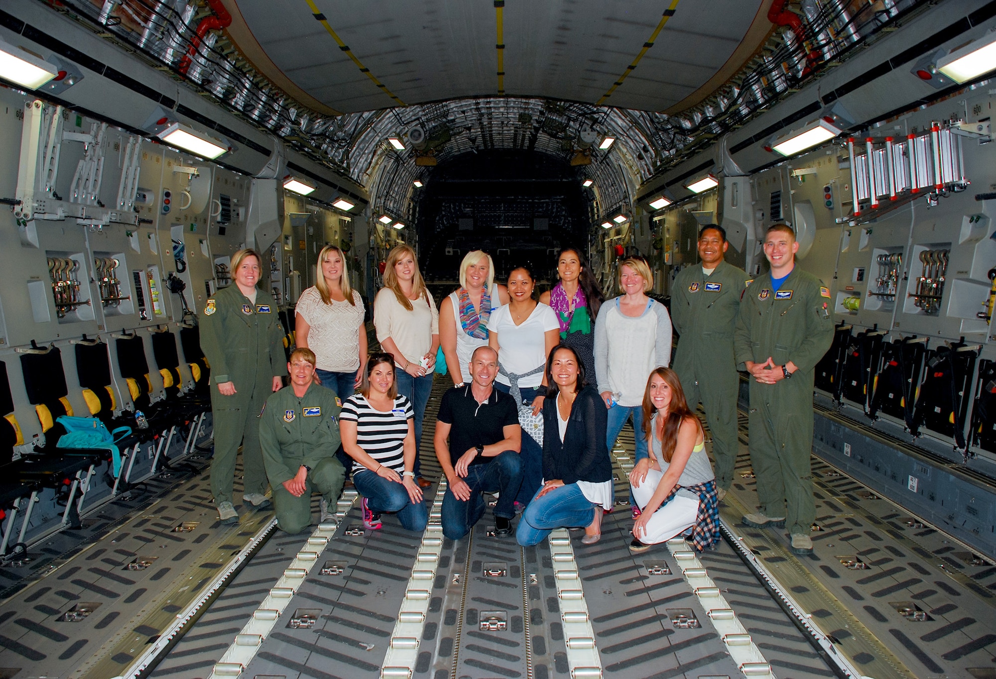 TRAVIS AIR FORCE BASE, Calif. -- The 301st Airlift Squadron invited 11 spouses to witness the squadron's mission July 11, 2015  on an aerial refuel flight during the A-Flight Unit Training Assembly. (courtesy photo)
