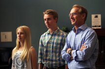 (From left) Anna, Grant, and Briand Greer, descendants of U.S. Navy Lt. Seymour Johnson, receive an orientation of the base, July 15, 2015, at Seymour Johnson Air Force Base, North Carolina. Seymour Johnson AFB is the only Air Force base named in honor of a naval officer. (U.S. Air Force photo/ Airman 1st Class Ashley Williamson)