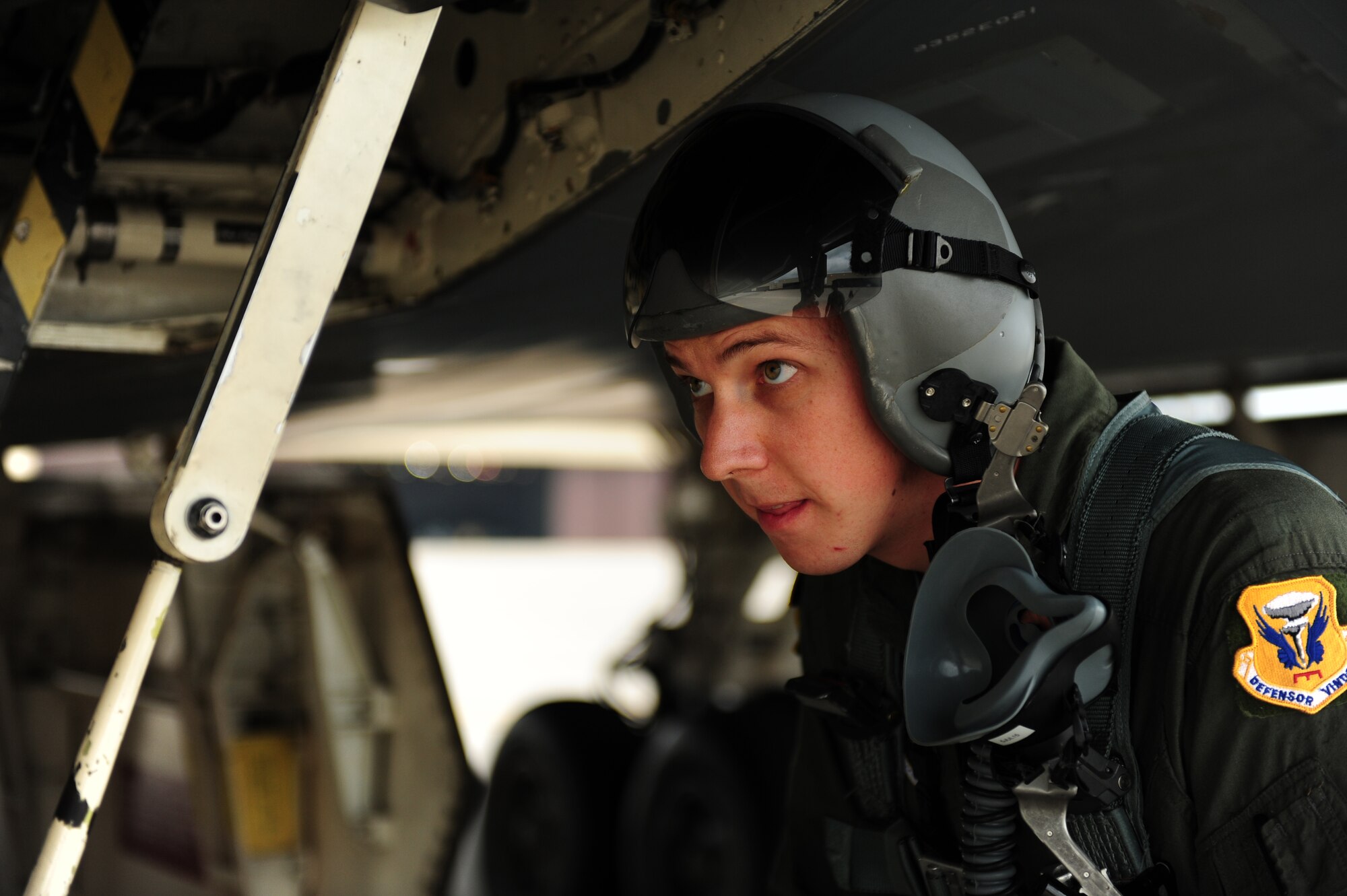 Air Force Staff Sgt. Brian Schroeder, 509th Aircraft Maintenance Squadron dedicated crew chief, prepares to board a B-2 Spirit at Whiteman Air Force Base, Mo., July 10, 2015. Schroeder was awarded an incentive flight in the B-2 Spirit for being named the 2014 Air Force Global Strike Command Crew Chief of the Year. Two other Crew Chiefs of the Year were also given incentive flights the same day. (U.S. Air Force photo by Senior Airman Joel Pfiester/Released)