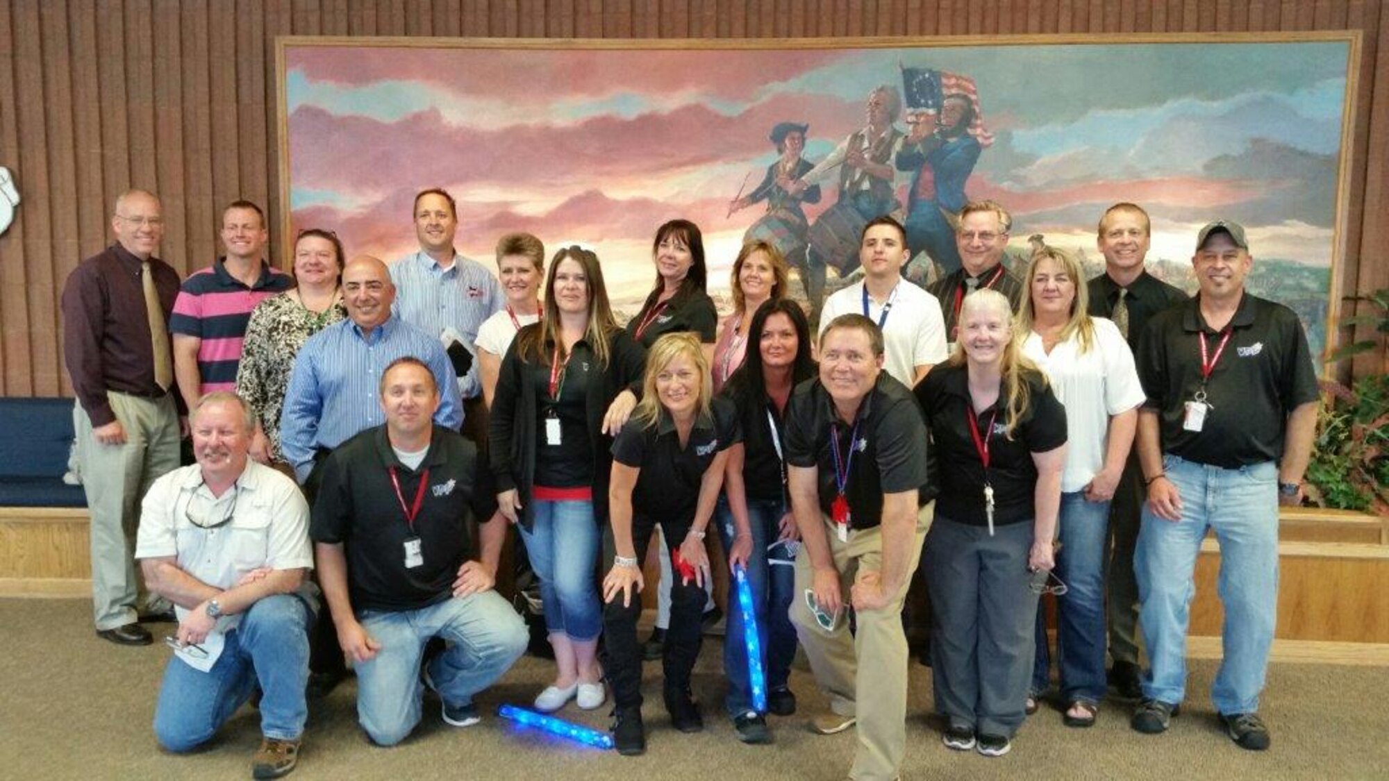 Voluntary Protection Program team members from the 309th Electronics Maintenance Group gather with evaluators from the Occupational Safety and Health Administration following the announcement that EMXG was being nominated for Star status in the VPP program. (Courtesy photo)
