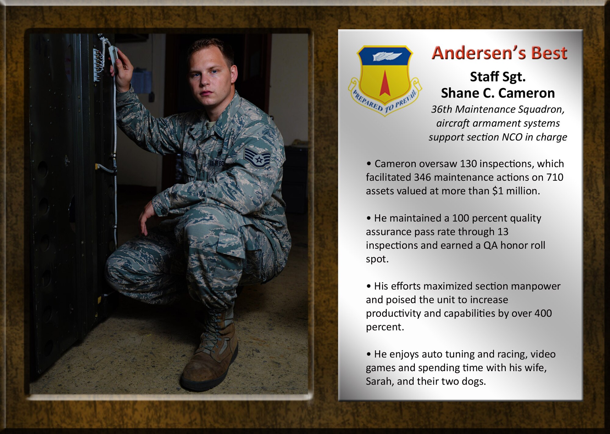 Team Andersen's Best: Staff Sgt. Shane C. Cameron