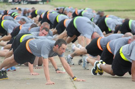 In this image released by the U.S. Army Reserve, soldiers with the 75th Training Command cool down after conducting a group formation run as part of a charity race in Houston, Texas, Saturday, Sept. 8, 2012. The race, dubbed the 9-11 Heroes Run, benefited the Travis Manion Foundation. The unit incorporated the event into its monthly training weekend in an effort to support the local community and to partner with public safety agencies. The 75th’s commander, Maj. Gen. Jimmie Jaye Wells, addressed the troops after leading them in the run. (Photo/75th Training Command, Army Reserve Sgt. 1st Class Johnnie Beatty)