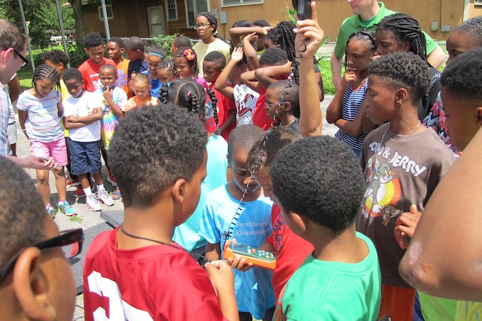 Indian Creek Summer Enrichment Program students measure renewable energy levels during STEM event July 10.  