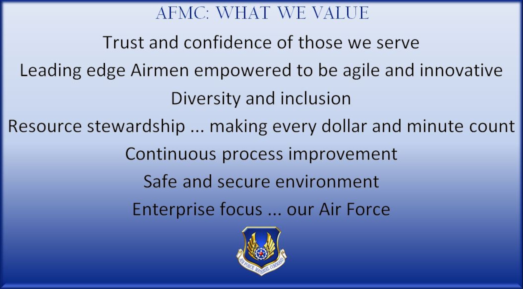 What AFMC values.