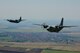 An U.S. Air Force C-130J Super Hercules and a Bulgarian air force C-27J Spartan fly in formation over Plovdiv, Bulgaria, July 16, 2015. The formation flight was a part of a two-week-long bilateral training exercise. More than 100 allied service members jumped from three C-130J’s and one C-27J. (U.S. Air Force photo/Senior Airman Nicole Sikorski)