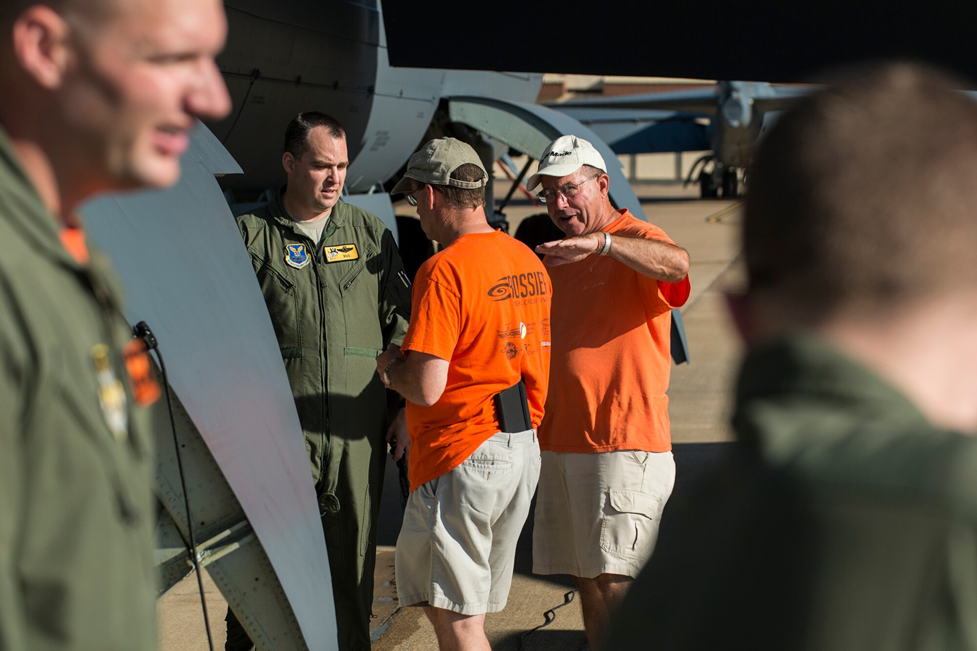 Member of the Experimental Aircraft Association (EAA) Chapter 343 get a tour of a 307th Bomb Wing B-52H Stratofortress on July 17, 2015, Barksdale Air Force Base, La. The EAA Chapter is committed to continue to provide general aviation education, activities, and support to the Shreveport/Bossier City area and to support the Shreveport Downtown Airport in its ever growing future in the Ark-La-Tex. (U.S. Air Force photo by Master Sgt. Greg Steele/Released)