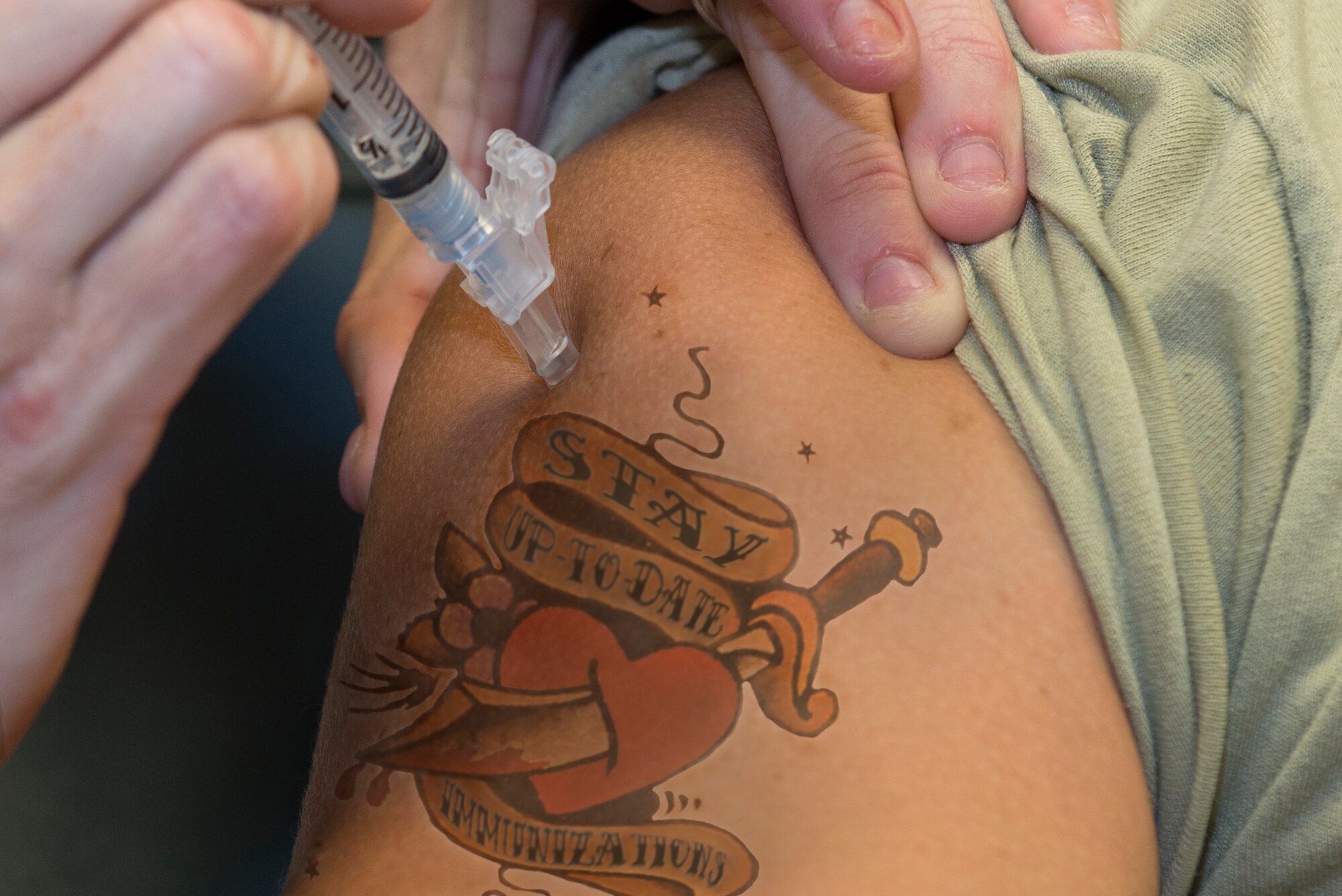 Are you up-to-date on your immunizations? Vaccines produce immunity and help protect service members, civilian personnel and families from diseases. These illnesses may be contracted many different ways including consuming contaminated food or water, being bitten by an infected mosquito or coming in direct contact with an infected person. Immunizations provide a safe and effective way of preventing threats to personal health, which leads to enhanced mission readiness. (U.S. Air Force illustration by Airman 1st Class Kathleen D. Bryant/Released)