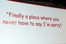 The slogan over the play areas reassures patrons that their children
are free to be themselves at We Rock The Spectrum. (Air Force photo by Jim Fisher)
