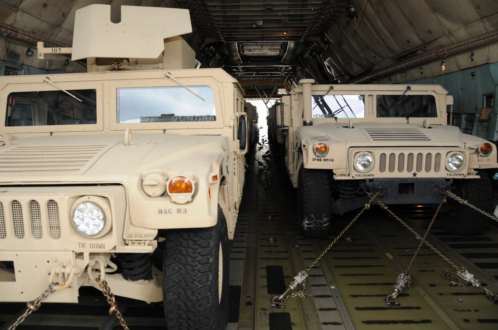 Airmen from the 69th Aerial Port Squadron loaded a C-5 aircraft from the 433 Airlift Wing from San Antonio, Texas.  The scenario entailed training real-world purposes.  This rare event occurred on June 7, 2015. (US Air Force Photo / Maj. Tim Smith)
