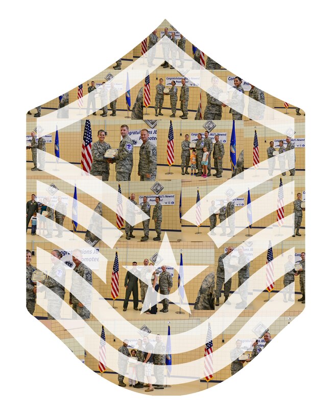 Members of Joint Base Langley-Eustis, Va., congratulated approximately 70 U.S. Air Force technical sergeants selected for promotion to the rank of master sergeant during a ceremony at Langley Air Force Base, Va., July 16, 2015. This was the first master sergeant promotion cycle to incorporate a two-phase selection process. The process included a phase I score based on Weighted Airman Promotion System factors, then eligible Airmen were selected for promotion during the phase II central evaluation board. (U.S. Air Force graphic by Senior Airman Aubrey White/Released)