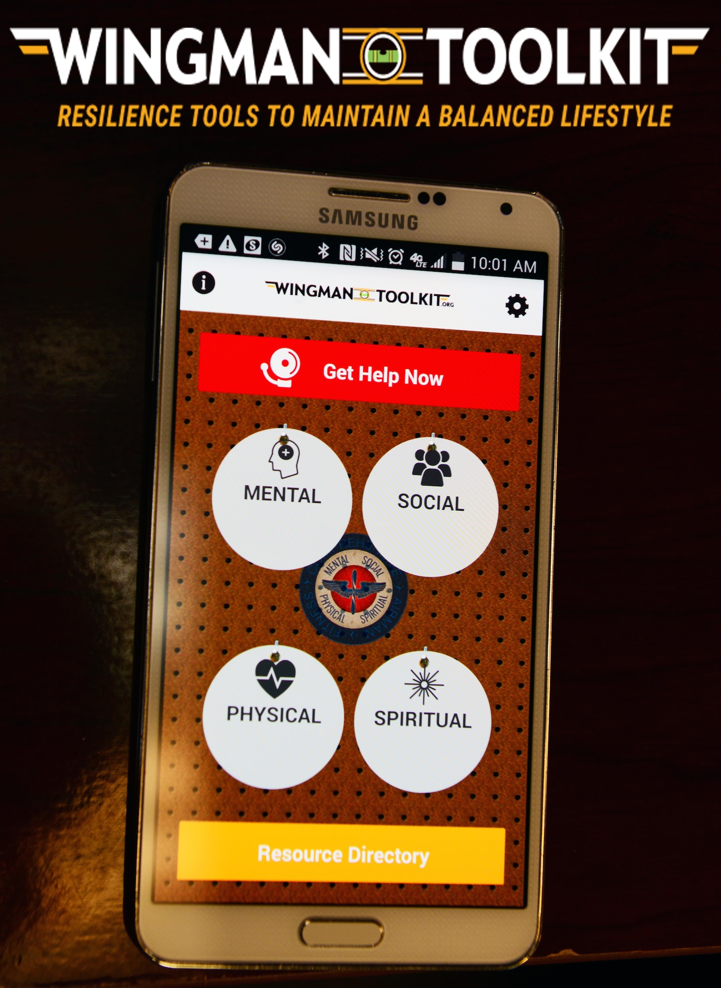 The Wingman Toolkit, an outreach and communication tool designed to ensure Airmen have quick and easy access to the latest Comprehensive Airman Fitness programs and resources, now has a mobile app available to download. (U.S. Air Force graphic)