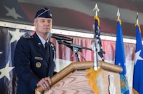 Lt. Gen Darryl Roberson, commander of Air Education and Training Command, speaks during the AETC change of command ceremony at Joint Base San Antonio-Randolph, Texas, July 21, 2015. Roberson is a command pilot who has more than 5,000 flight hours including 865 combat hours. Roberson will oversee the operation of 10 major installations in five states. The mission of AETC is to recruit, train and educate Airmen to deliver Air Power for America. Roberson was previously the 3rd Air Force and 17th Expeditionary Air Force commander at Ramstein Air Base, Germany. (U.S. Air Force photo by Johnny Saldivar) 
