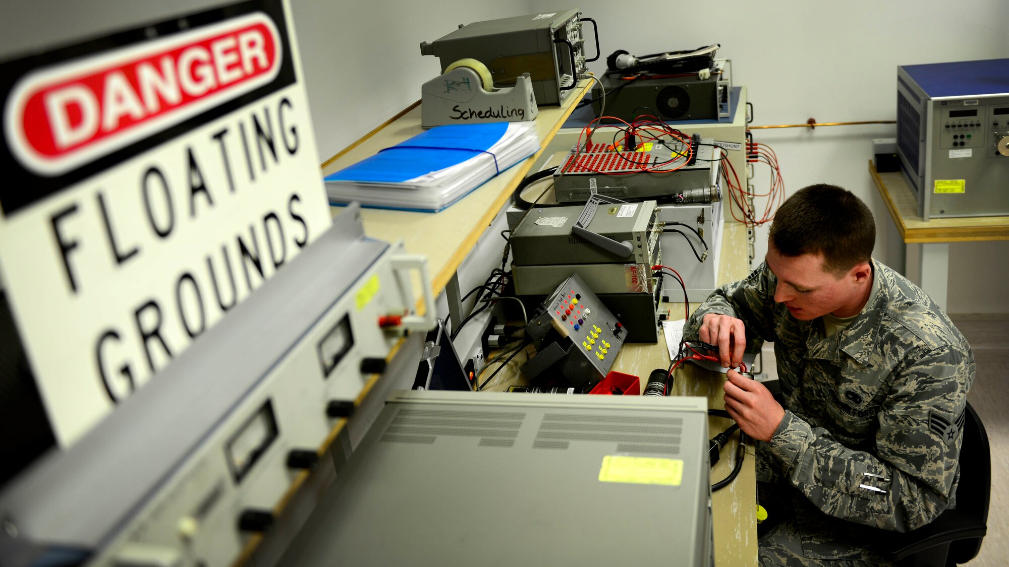 U.S. Air Force Senior Airman Eric Yocom, 31st Maintenance Squadron precision measurement equipment laboratory test management diagnostic equipment technician, tests voltage detectors, July 20, 2015, at Aviano Air Base, Italy. The shop technicians help ensure accuracy and reliability of all weapons systems here. In addition, they calibrate and repair measurement, test and diagnostic equipment. (U.S. Air Force photo by Senior Airman Areca T. Wilson/Released)