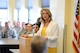 Secretary of the Air Force Deborah Lee James speaks to members of the 119th Wing during an all-staff meeting July 21, 2015 at the North Dakota Air National Guard base in Fargo. James’ visit to the 119th Wing included meetings with Guard leaders and elected and civic officials, followed by the all-staff meeting that was attended by N.D. Air National Guard members. (U.S. Air National Guard photo by Senior Master Sgt. David H. Lipp, 119th Wing/Released)