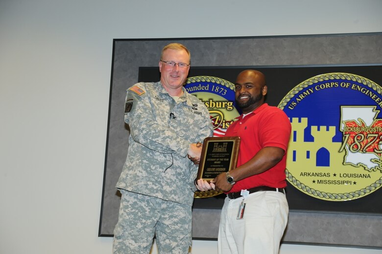 Gregory L. Anderson of the Hydraulics Branch of Engineering and Construction Division and Joshua Neisen of Sardis Lake Field Office of Operations Division both received Student of the Year Award. They were recognized for their willingness to accept challenges and the desire to succeed which are evidence of their strong character and leadership skills. 