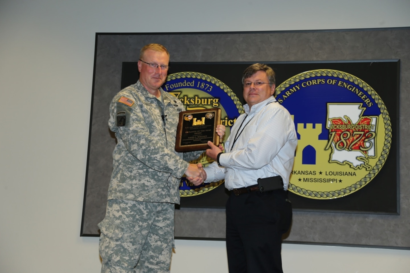 David Wallace of the Technical Support Branch of Engineering and Construction Division received the Vicksburg District’s Employee of the Year Award. Wallace received this award for his outstanding dedication and initiative associated with providing valuable architect-engineer contracting and facilities relocations capabilities for the District, the region and other installations.