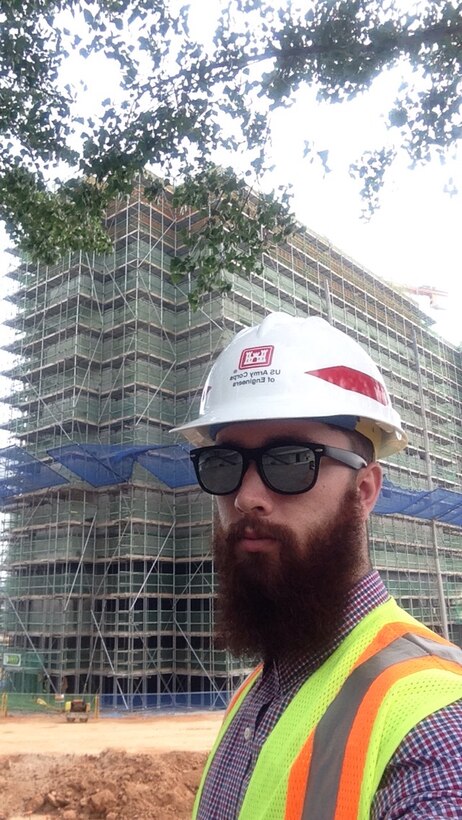 AMIE intern Joseph Reid on the job at a worksite on US Army Garrison Humphreys. 