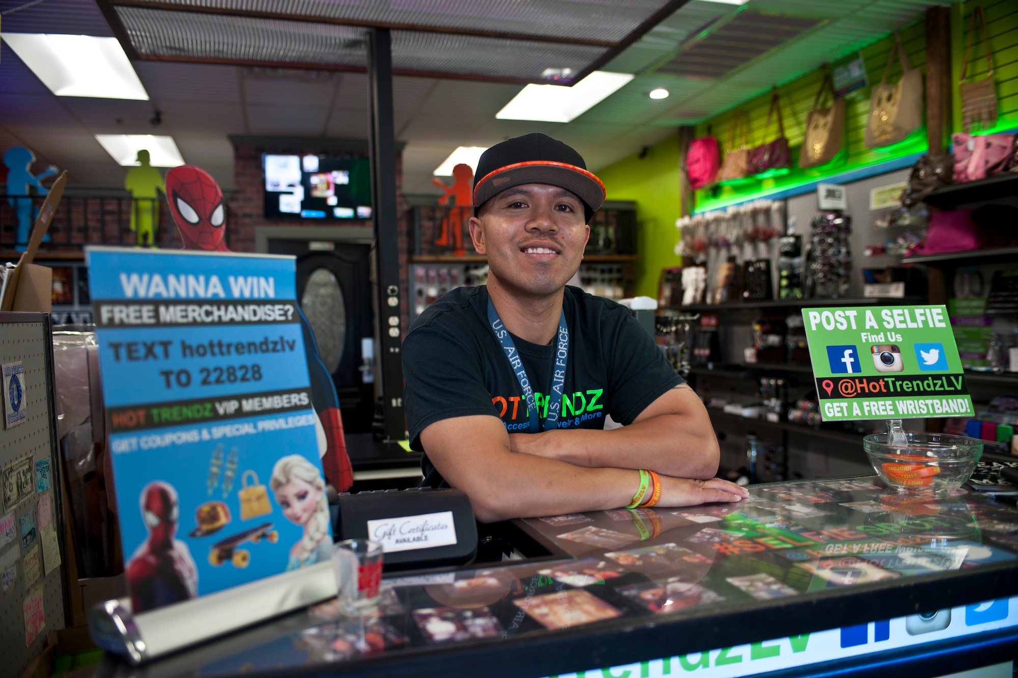 Retired Tech. Sgt. Alfredo Sibucao Jr. poses for a picture inside his retail store in Las Vegas, June 22, 2015. Sibucao retired from the Air Force under the temporary early retirement authority program in 2014 after serving on active duty for 16 years. (U.S. Air Force photo by Staff Sgt. Siuta B. Ika)