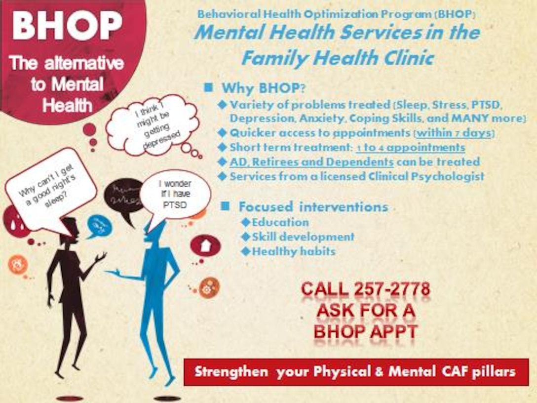 Moody’s Behavioral Health Optimization Program offers help to Airmen, dependents, civilian personnel and children when stress, worry or emotional concerns interfere with daily life. The program exists in the family health clinic for quick access and availability to primary care managers as part of a comprehensive health care system. (Courtesy photo)