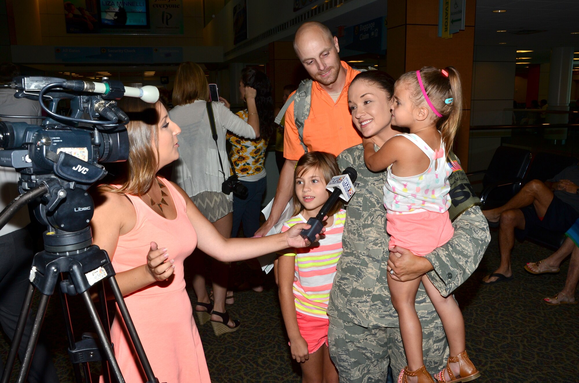 Tech. Sgt. Erica Dockert, a 403rd Wing Security Forces Squadron member, speaks to WXXV-TV reporter Kristen Durand about being separated from her family during a six-month deployment supporting the 405th Air Expeditionary Group in Southwest Asia. 

Dockert, rejoined her family at the Gulfport-Biloxi International Airport July 22.