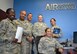 Posing for a photo are (from left to right) Tech. Sgt. Jovan Tate of the 111th Attack Wing Education & Training Office; Staff Sgt. Tariq Fladger, Tech. Sgt. Alexis Galatis, Master Sgt. Kevin Watson, Tech. Sgt. Rachel Hunt,111th ATKW Recruiting Office; and (seated) Tech. Sgt. Talitacumi Acevedo, 111th ATKW Education & Training Office, who together comprise the strength retention team for the 111th Attack Wing, Horsham Air Guard Station, Pennsylvania.  The SRT works to not only attract the most qualified Guardsmen to the unit, but also provide incentives for continued service. (U.S. Air National Guard photo by Tech. Sgt. Andria Allmond/Released)
