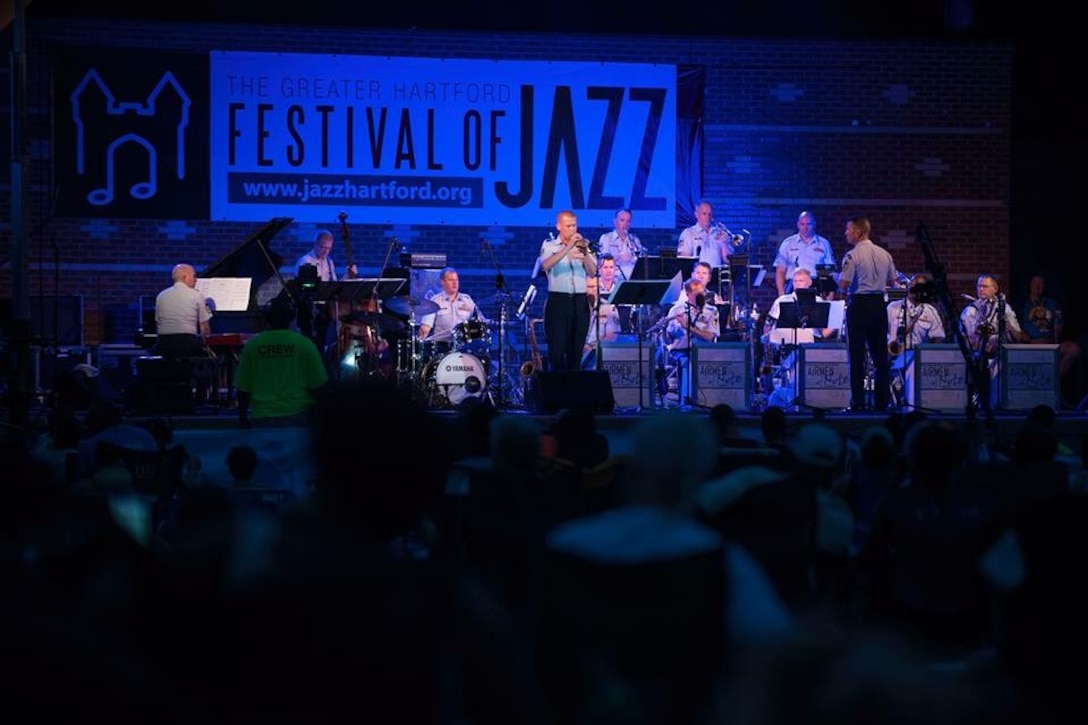 Technical Sergeant Luke Brandon took a solo with the Airmen of Note during their recent performance at The Greater Hartford Festival of Jazz. (U.S. Air Force Photo by Airman 1st Class Philip Bryant/released)
