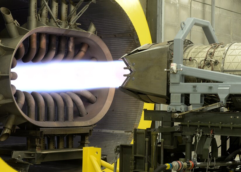 The 1st Maintenance Squadron propulsion flight’s testing facility, or “hush house,” is used to ensure the Pratt and Whitney F119 engine is working at its full capabilities before installing on a F-22 Raptor at Langley Air Force Base, Va., July 22, 2015. The F119 engine is the only operational fifth-generation fighter engine and the most advanced production engine. (U.S. Air Force photo by Airman 1st Class Derek Seifert/Released)  