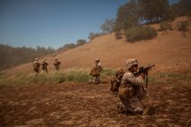 Infantry Marines with 3rd Platoon, Company C, 1st Battalion, 7th Marines, post security after landing at landing zone K Springs aboard Marine Corps Base Camp Pendleton, Calif., July 17, as part of a tactical recovery of aircraft and personnel mission during a certification exercise for Special Purpose Marine Air-Ground Task Force Crisis Response Central Command 16.1. The SPMAGTF is an expeditionary unit designed to provide simultaneous, self-contained crisis response mission sets in a variety of diverse and austere operating environments.