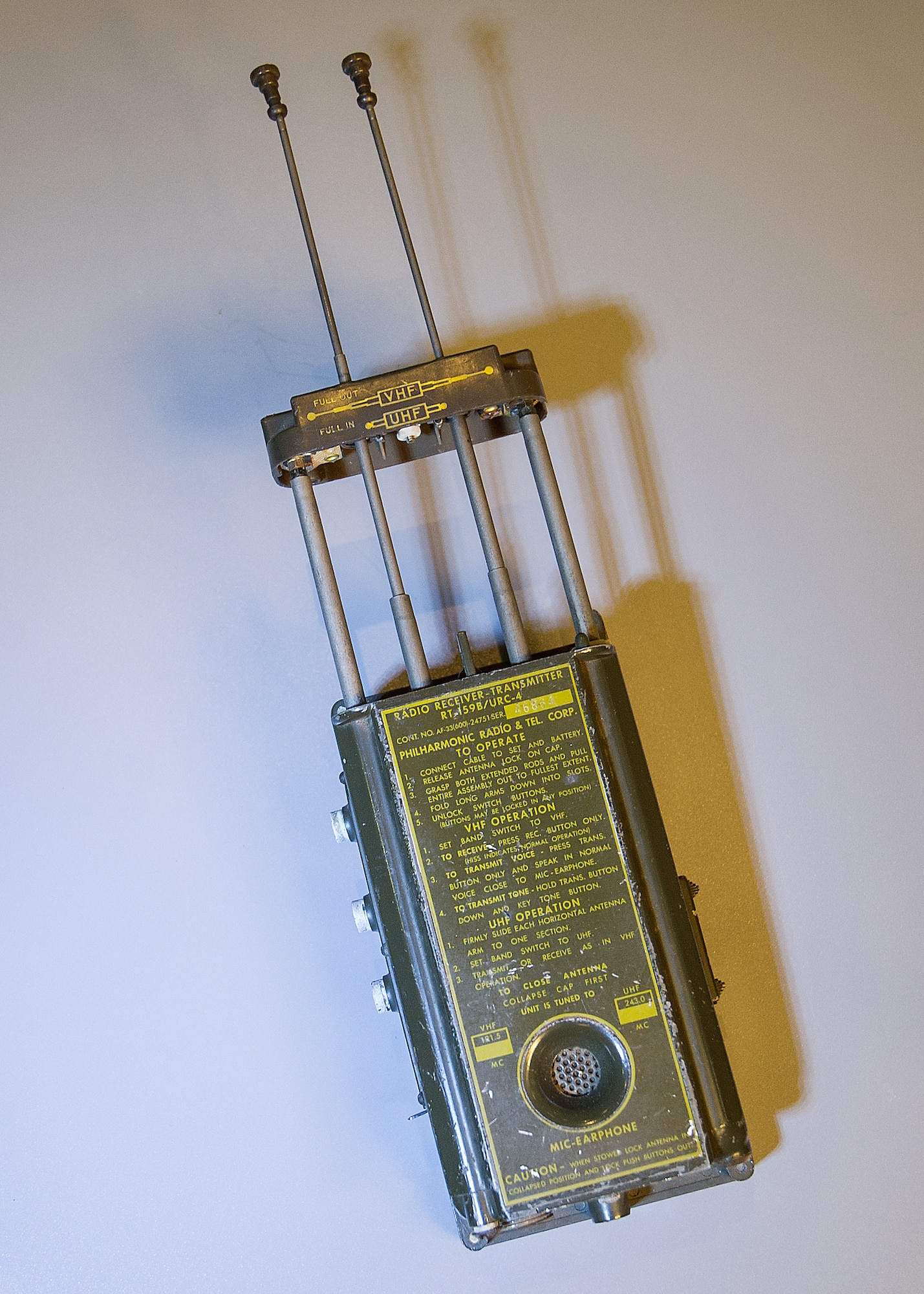 DAYTON, Ohio -- AN/URC-4 survival radio in the Korean War Gallery at the National Museum of the U.S. Air Force. (U.S. Air Force photo)