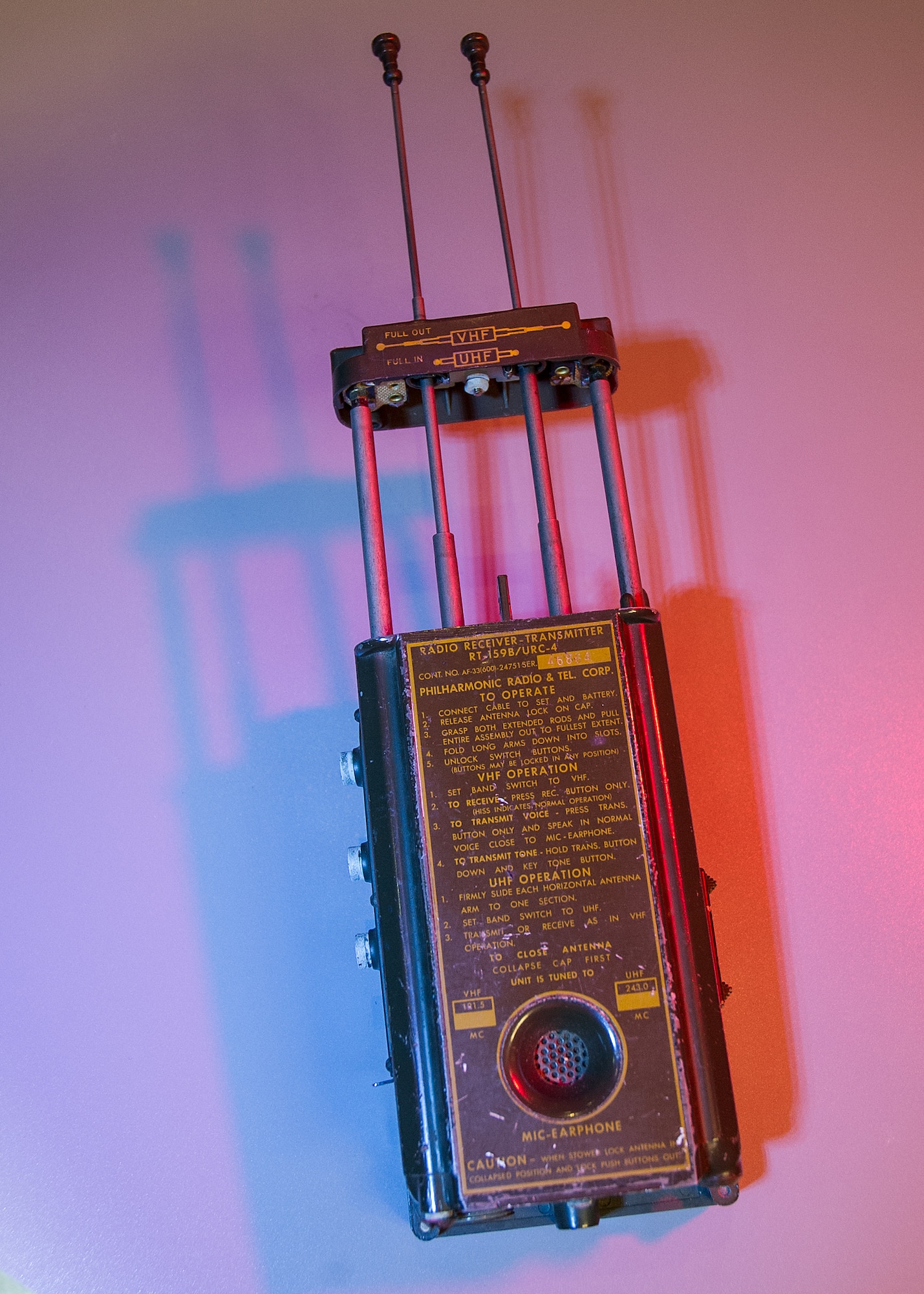 DAYTON, Ohio -- AN/URC-4 survival radio in the Korean War Gallery at the National Museum of the U.S. Air Force. (U.S. Air Force photo)