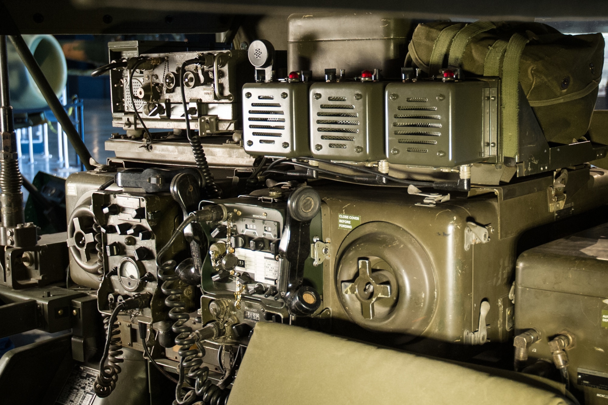 DAYTON, Ohio -- Interior of the AN/MRC-108 Communication System on display in the Southeast Asia War Gallery at the National Museum of the U.S. Air Force. (U.S. Air Force photo)