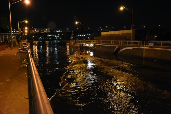 The end of an era was witnessed at 11:17 p.m., June 9, 2015, when the last boat, a recreation craft, locked through the Upper St. Anthony Falls lock. The Water Resources Reform and Development Act of 2014, signed June 10, 2014, directed the Corps of Engineers to close Upper St. Anthony Falls Lock to navigation within one year of the act being signed into law. In 1937, Congress authorized the Minneapolis Upper Harbor Project which extended the Upper Mississippi River 9-Foot Navigation Project an additional 4.6 miles by constructing two locks to lift vessels over St. Anthony Falls. The Upper St. Anthony Falls Lock was completed in 1963.