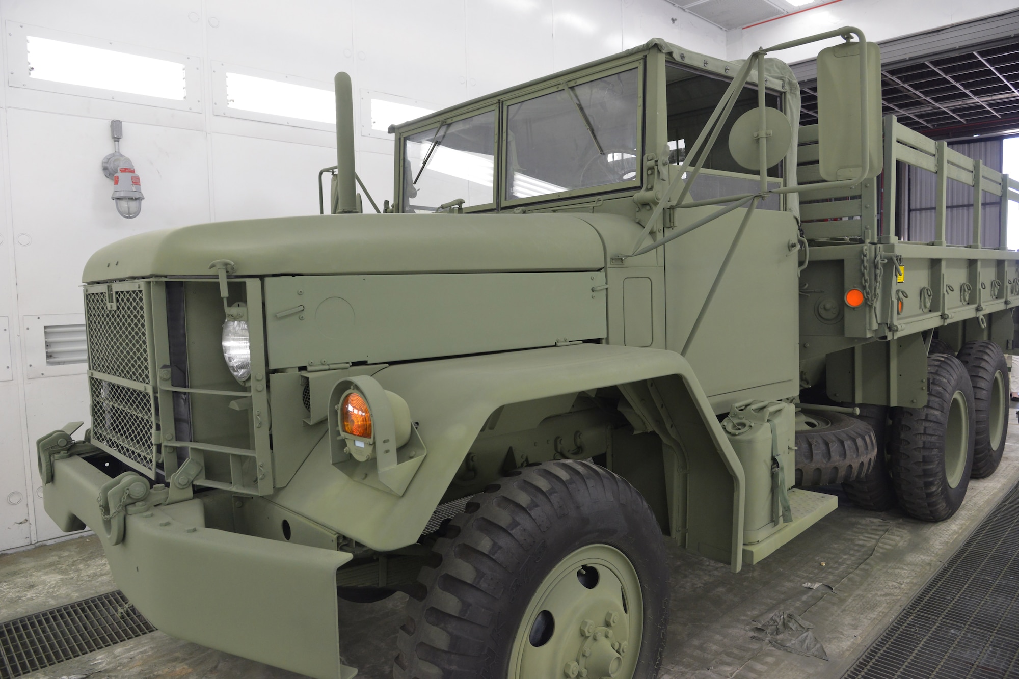 The M-35 started as a 1949 REO Motor Car Company design for a 2½ ton all-wheel-drive truck. The original 6-wheel M-34 version was quickly superseded by the 10-wheel M-35 design. While the basic M35 cargo truck is rated to carry 5,000 pounds (2,300 kg) off-road or 10,000 pounds (4,500 kg) on roads, they have been known to haul amounts twice as much.   (U.S. Air Force photo by Ray Crayton)