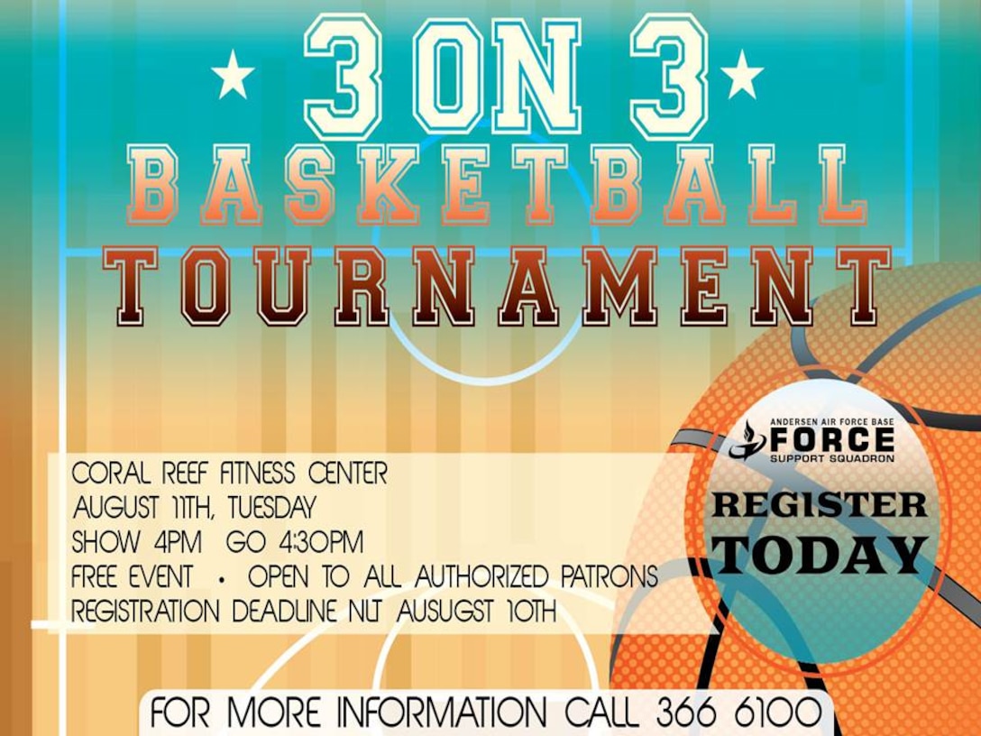 3 on 3 basketball tournament @ Coral Reef Fitness Center
Register NLT Aug. 10th.