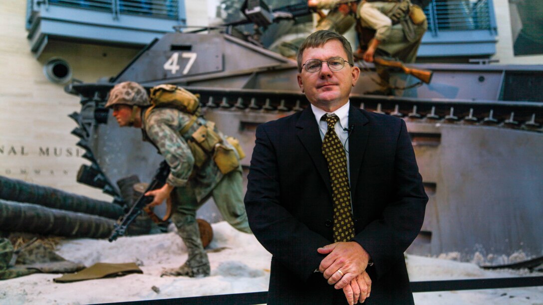 Mark Noah, the executive director of History Flight, received the title of Honorary Marine during a ceremony held at the National Marine Corps Museum, at Triangle, Virginia, July 24. History Flight uses radar, cadaver dogs and cross referencing old military maps with high resolution aerial maps today to find Marines who were thought to be lost after the island hopping campaign of World War II. 