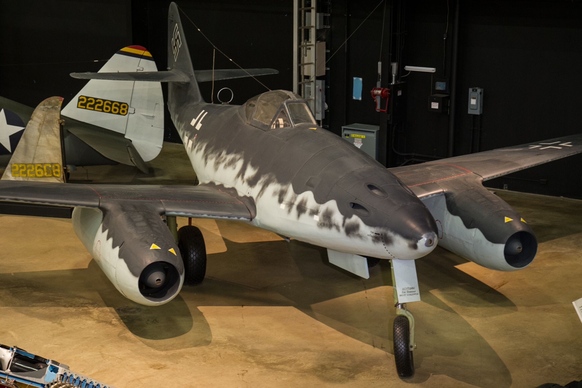 DAYTON, Ohio -- Messerschmitt Me 262A in the World War II Gallery at the National Museum of the United States Air Force. (U.S. Air Force photo)