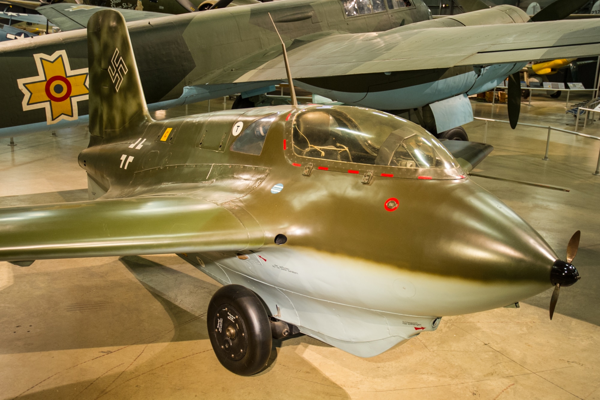 DAYTON, Ohio -- Messerschmitt Me 163B in the World War II Gallery at the National Museum of the United States Air Force. (U.S. Air Force photo)