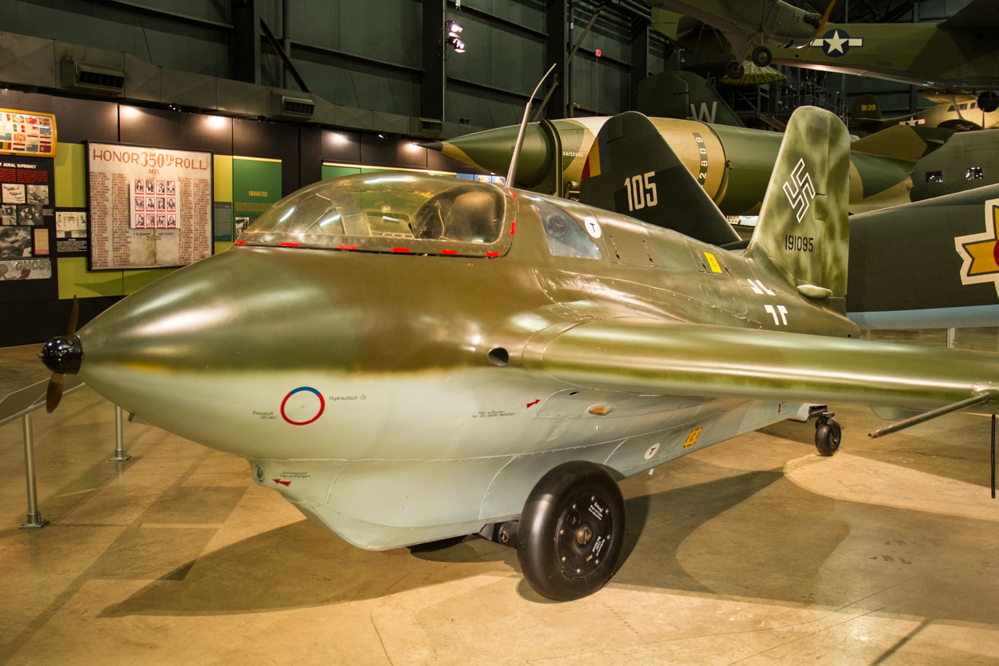 DAYTON, Ohio -- Messerschmitt Me 163B in the World War II Gallery at the National Museum of the United States Air Force. (U.S. Air Force photo) 